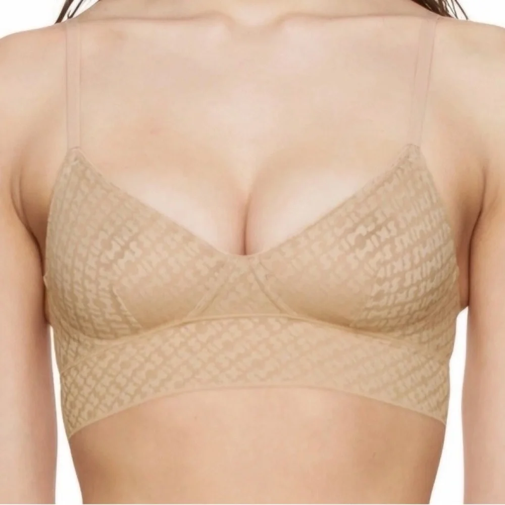 NWT SKIMS Clay Logo Mesh Triangle Bralette – Size M - Picture 2 of 9
